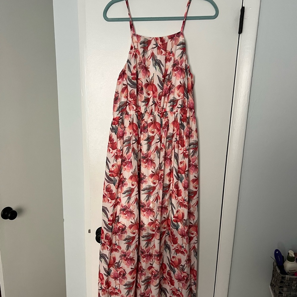 Pink and Red floral maxi dress